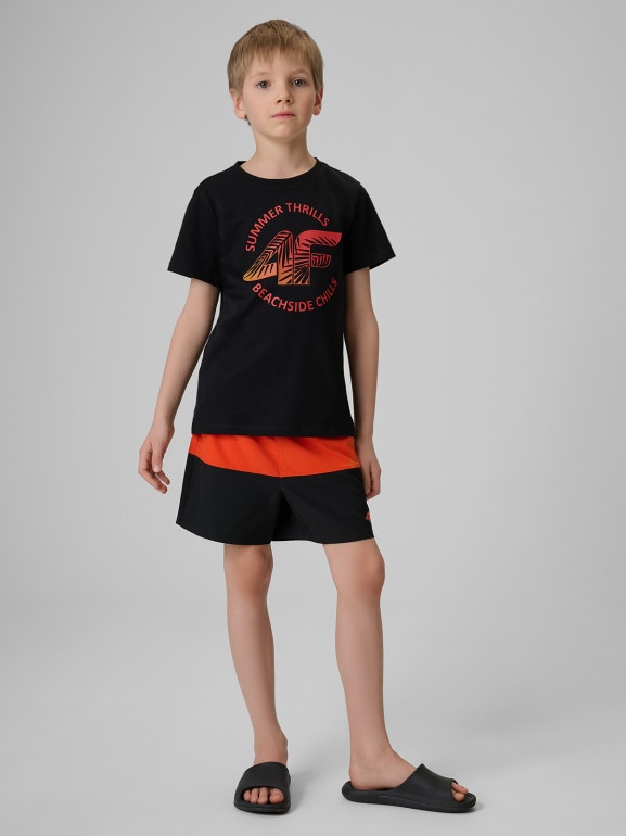 Chłopięce spodenki plażowe 4F 4FJWSS26UBDSM203 - czerwone