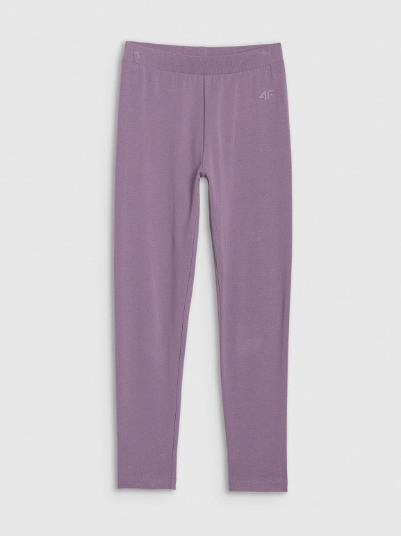 Dziewczęce legginsy dzianinowe 4F 4FJWMM00TTIGF220 - fioletowe