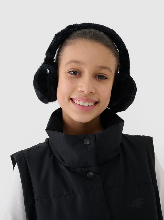 Dziewczęcy bezrękawnik puchowy 4F 4FJWSS25TVJAF167 - czarny