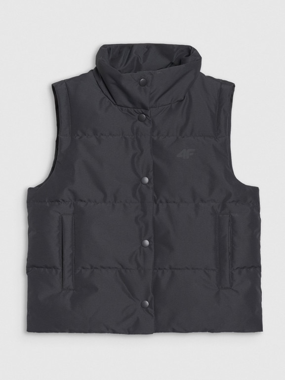 Dziewczęcy bezrękawnik puchowy 4F 4FJWSS25TVJAF167 - czarny