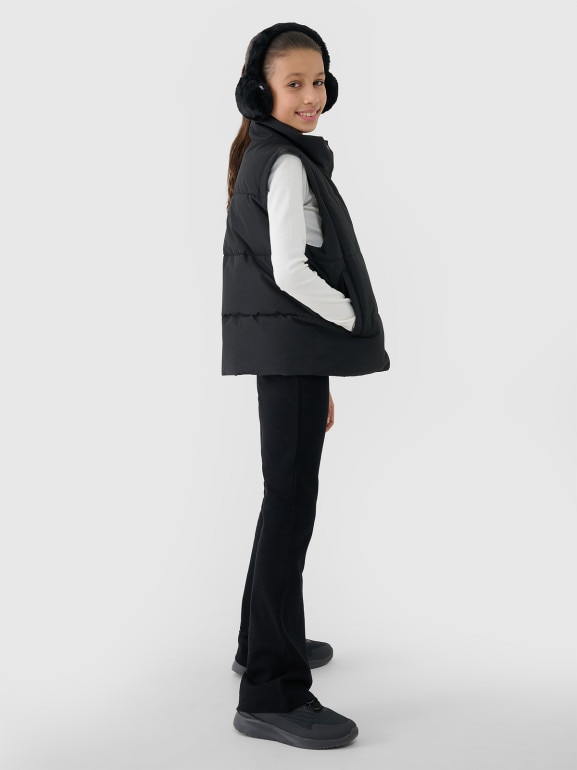 Dziewczęcy bezrękawnik puchowy 4F 4FJWSS25TVJAF167 - czarny