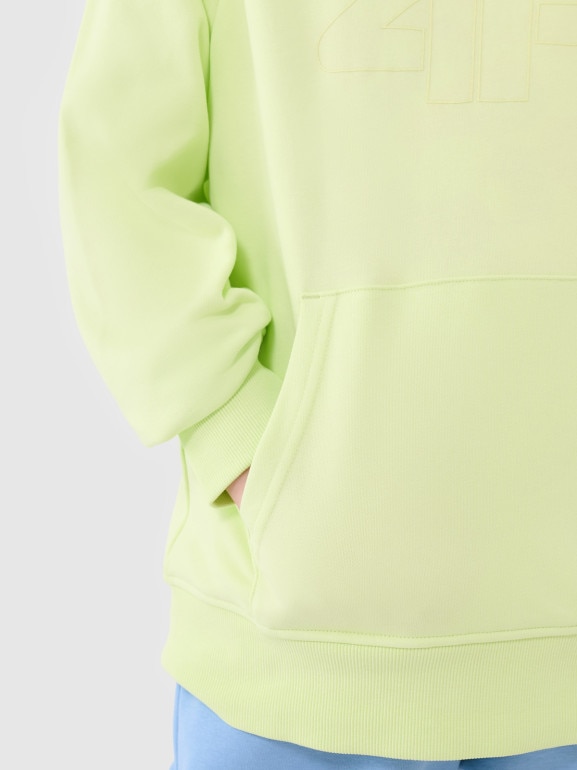 Chłopięca bluza dresowa nierozpinana z kapturem 4F 4FJWSS25TSWSM1712 - zielona