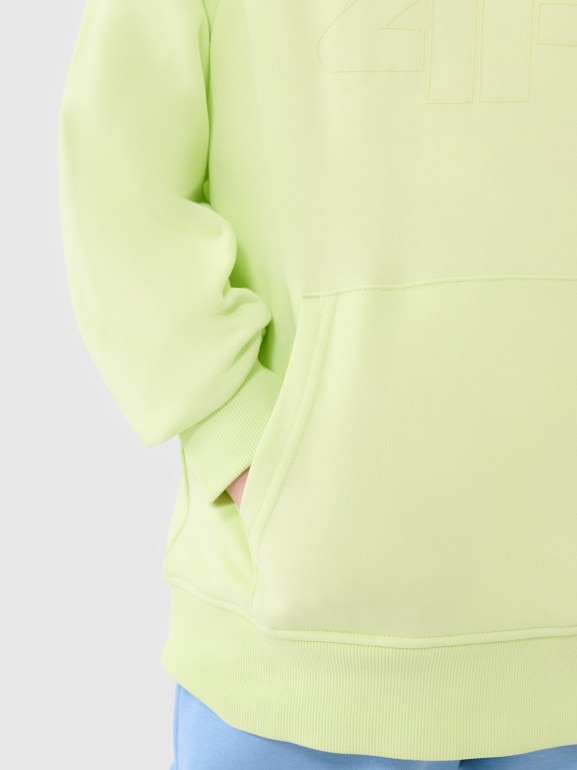 Chłopięca bluza dresowa nierozpinana z kapturem 4F 4FJWSS25TSWSM1712 - zielona