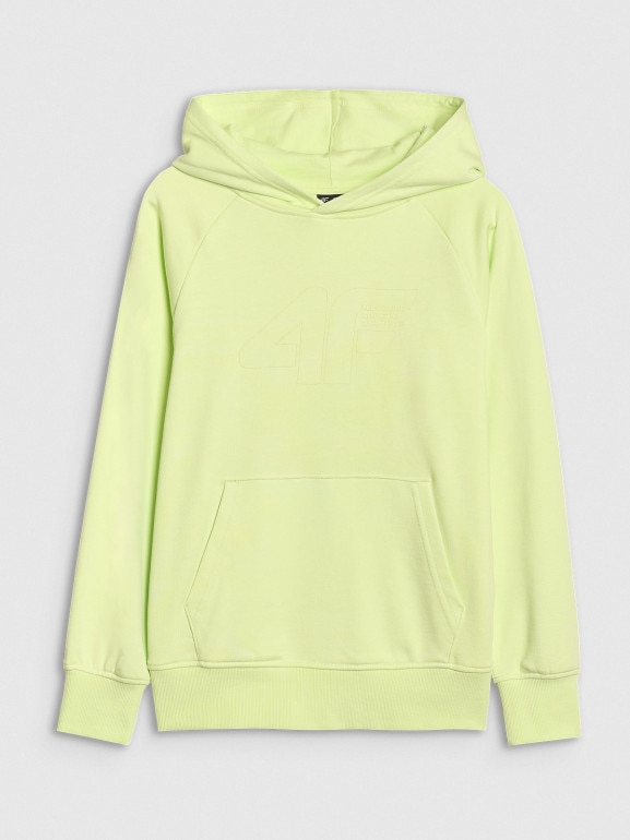 Chłopięca bluza dresowa nierozpinana z kapturem 4F 4FJWSS25TSWSM1712 - zielona