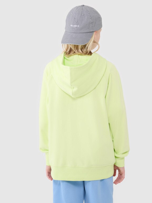 Chłopięca bluza dresowa nierozpinana z kapturem 4F 4FJWSS25TSWSM1712 - zielona