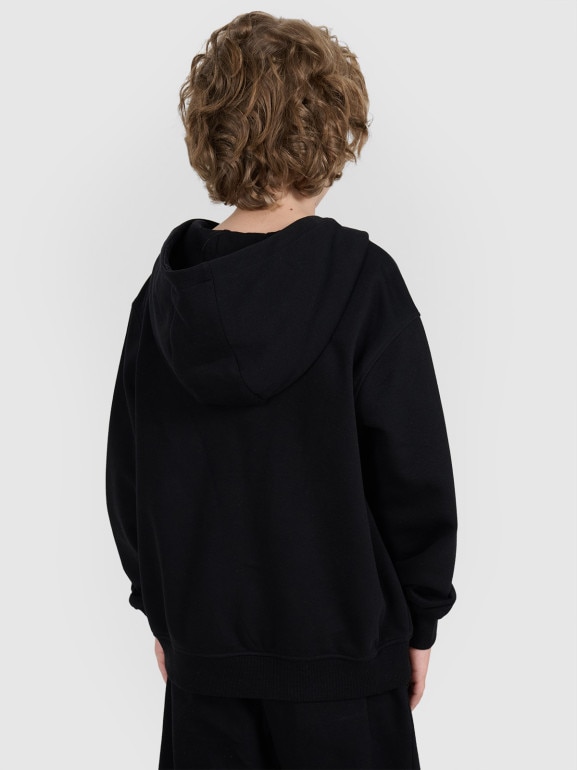 Chłopięca bluza dresowa nierozpinana z kapturem 4F 4FJRMM00TSWSM2482 - czarna