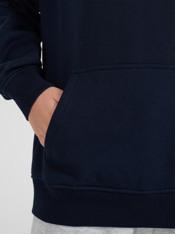 Chłopięca bluza dresowa nierozpinana z kapturem 4F 4FJRMM00TSWSM2482 - granatowa