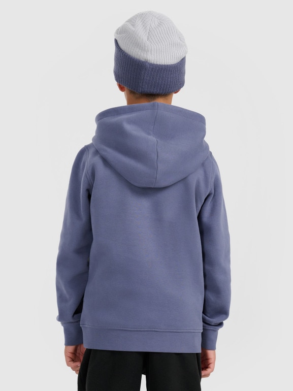 Chłopięca bluza dresowa nierozpinana z kapturem 4F 4FJRAW25TSWSM2416 - niebieska