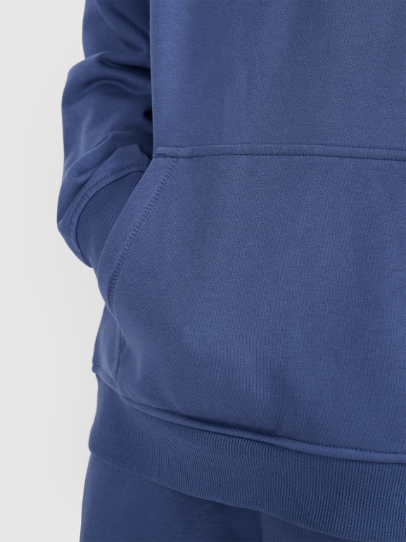 Chłopięca bluza dresowa nierozpinana z kapturem 4F 4FJRAW25TSWSM2490 - niebieska