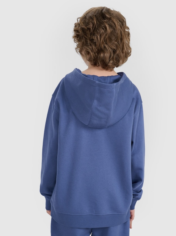 Chłopięca bluza dresowa nierozpinana z kapturem 4F 4FJRAW25TSWSM2490 - niebieska