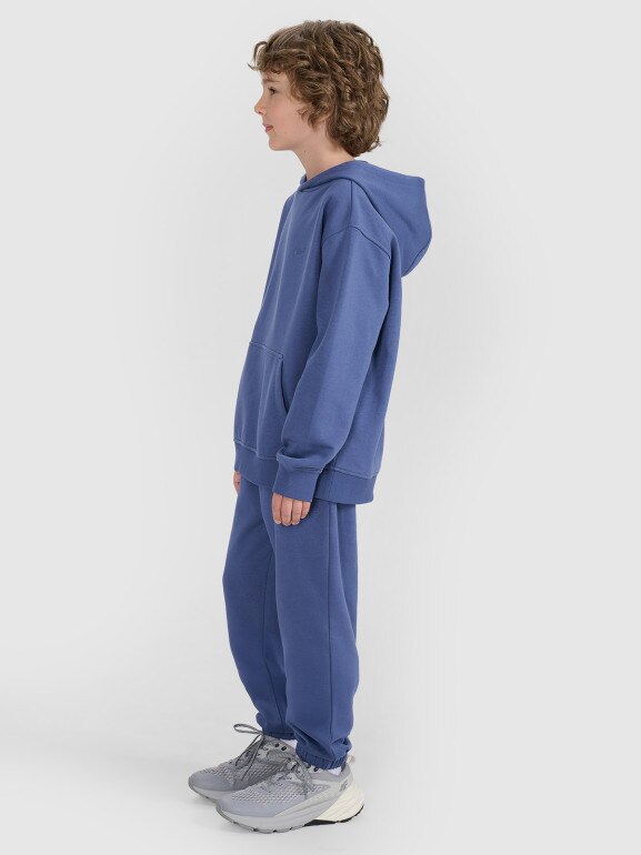 Chłopięca bluza dresowa nierozpinana z kapturem 4F 4FJRAW25TSWSM2490 - niebieska