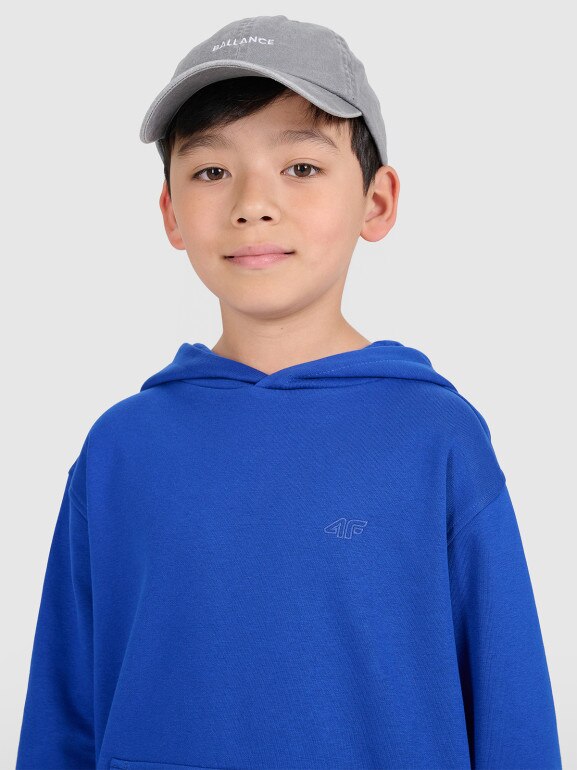 Chłopięca bluza dresowa nierozpinana z kapturem 4F 4FJRAW25TSWSM2490 - niebieska