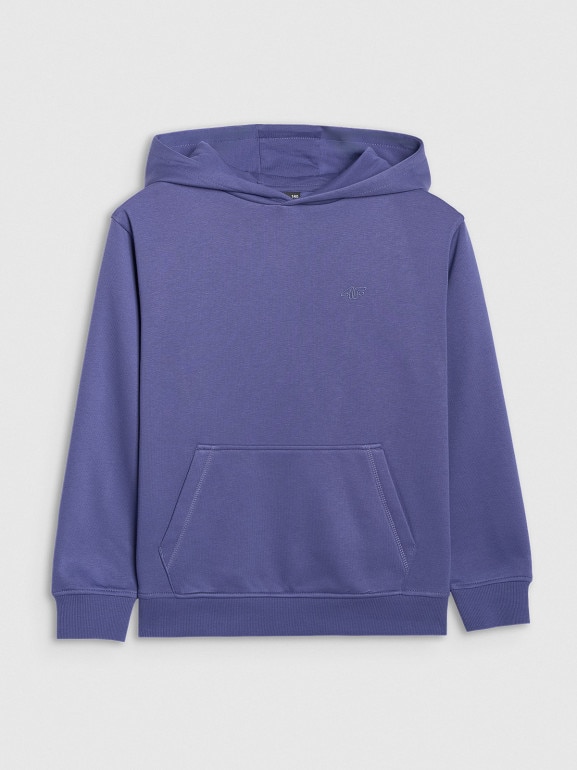 Chłopięca bluza dresowa nierozpinana z kapturem 4F 4FJRAW25TSWSM2490 - niebieska
