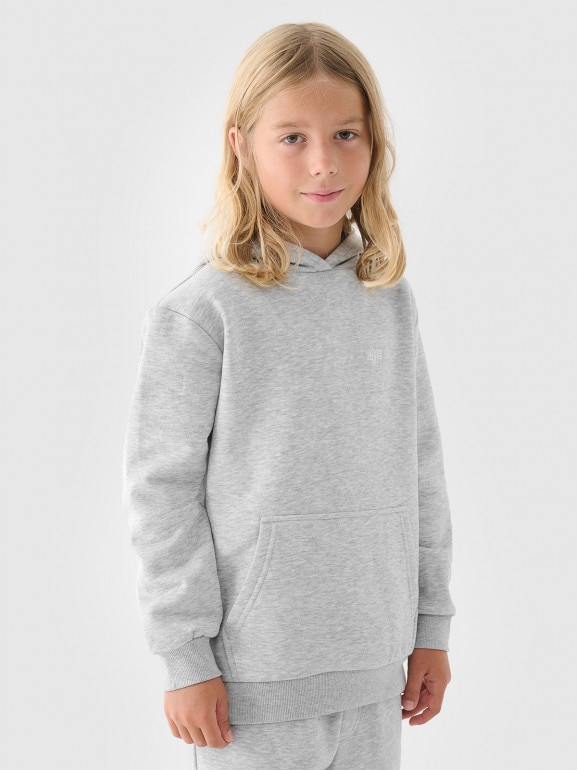 Chłopięca bluza dresowa nierozpinana z kapturem 4F 4FJWMM00TSWSM1860 - szara