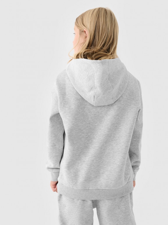 Chłopięca bluza dresowa nierozpinana z kapturem 4F 4FJWMM00TSWSM1860 - szara