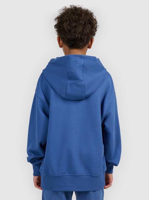 Chłopięca bluza dresowa nierozpinana z kapturem 4F 4FJWSS26TSWSM2321 - nebieska