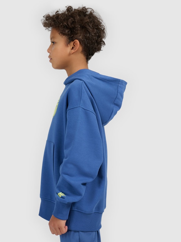 Chłopięca bluza dresowa nierozpinana z kapturem 4F 4FJWSS26TSWSM2321 - nebieska