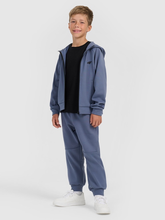 Chłopięca bluza dresowa rozpinana z kapturem 4F 4FJRAW25TSWSM2415 - granatowa