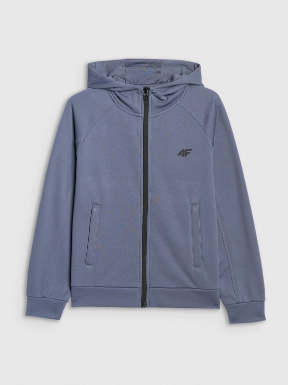 Chłopięca bluza dresowa rozpinana z kapturem 4F 4FJRAW25TSWSM2415 - granatowa
