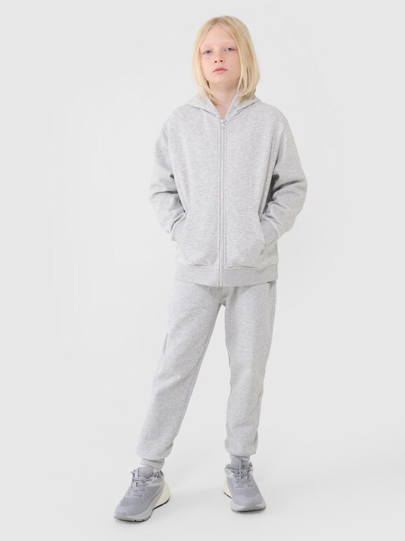Chłopięca bluza dresowa rozpinana z kapturem 4F 4FJWMM00TSWSM1859 - szara
