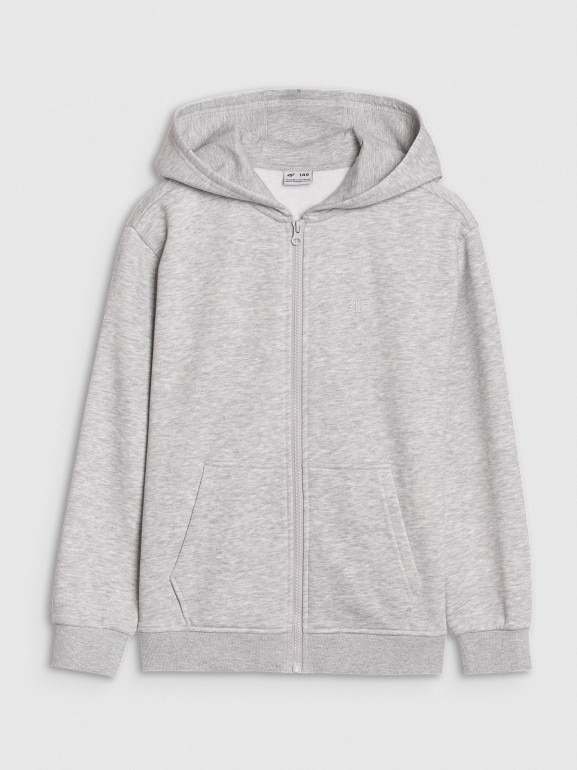 Chłopięca bluza dresowa rozpinana z kapturem 4F 4FJWMM00TSWSM1859 - szara