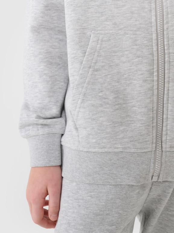 Chłopięca bluza dresowa rozpinana z kapturem 4F 4FJWMM00TSWSM1859 - szara