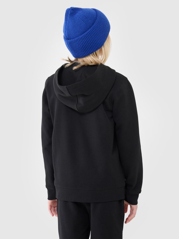 Chłopięca bluza dresowa rozpinana z kapturem 4F 4FJWSS25TSWSM1714 - czarna