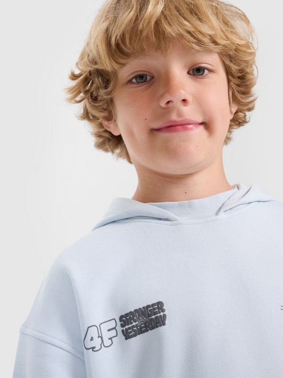 Chłopięca bluza nierozpinana z kapturem 4F 4FJRAW25TSWSM2447 - niebieska