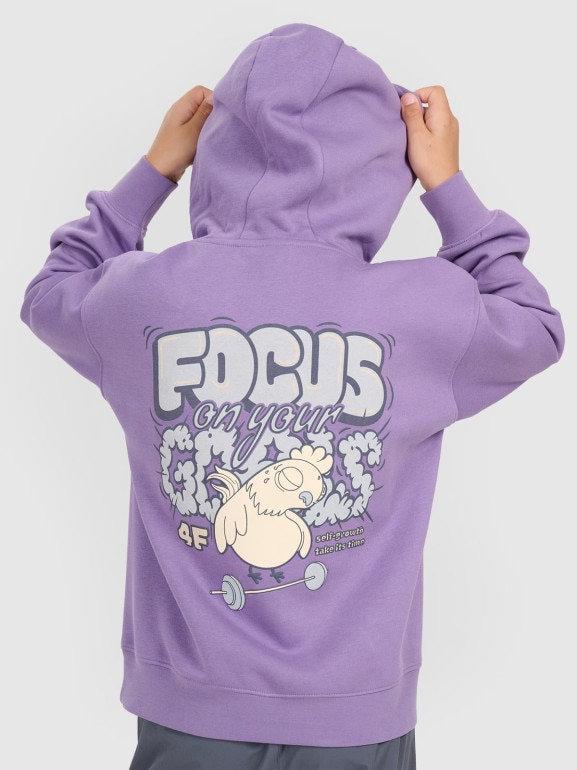 Chłopięca bluza nierozpinana z kapturem 4F 4FJRAW25TSWSM2447 - fioletowa
