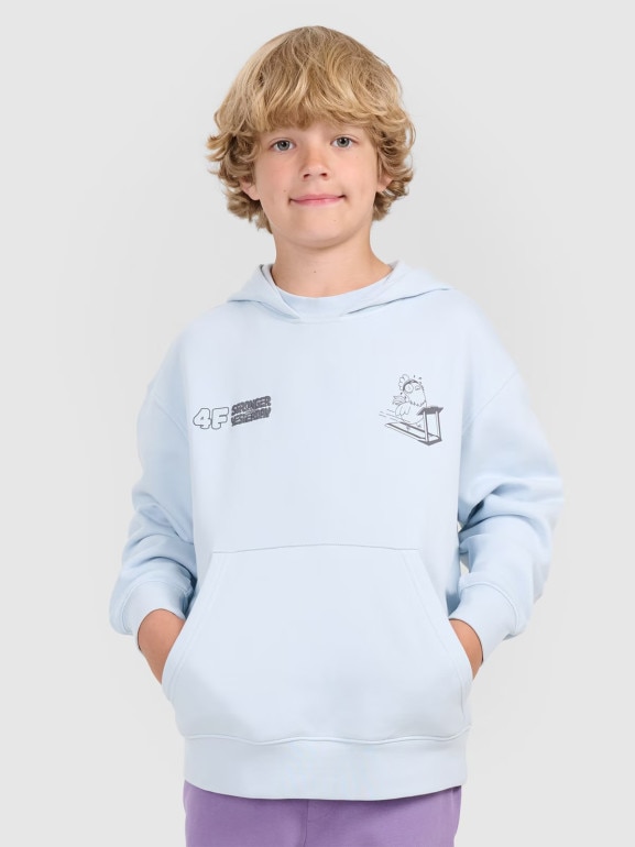 Chłopięca bluza nierozpinana z kapturem 4F 4FJRAW25TSWSM2447 - niebieska