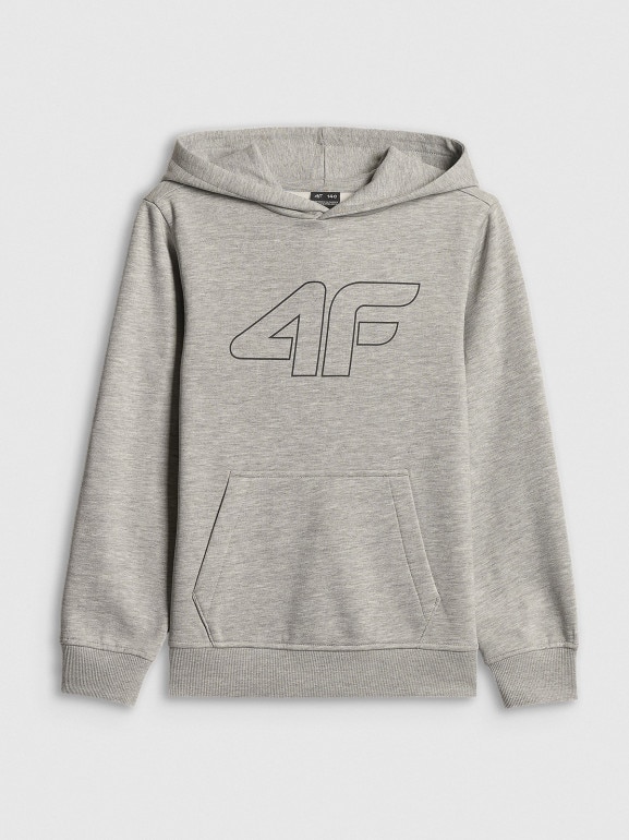 Chłopięca bluza nierozpinana z kapturem 4F 4FJRSS26TSWSM2748 - szara