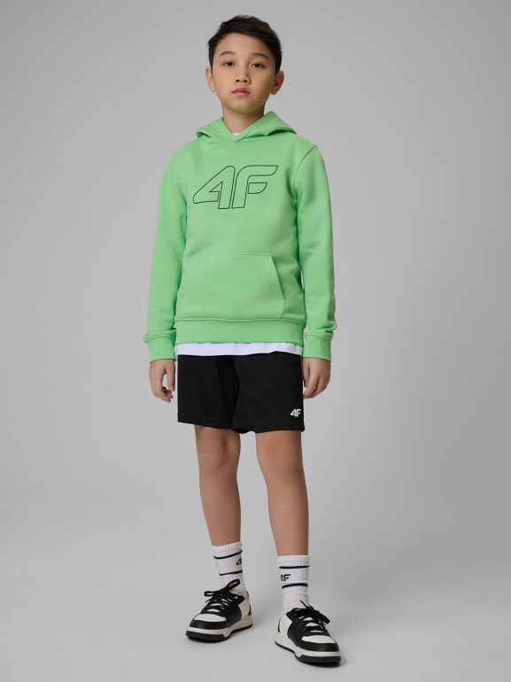 Chłopięca bluza nierozpinana z kapturem 4F 4FJRSS26TSWSM2748 - zielona