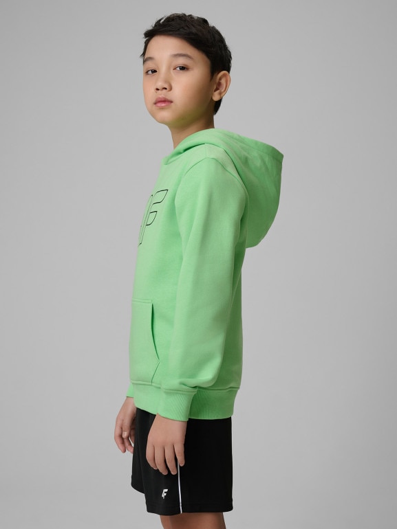 Chłopięca bluza nierozpinana z kapturem 4F 4FJRSS26TSWSM2748 - zielona
