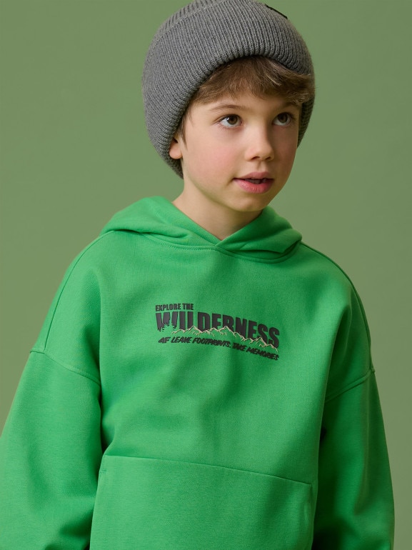 Chłopięca bluza nierozpinana z kapturem 4F 4FJRSS26TSWSM2826 - zielona