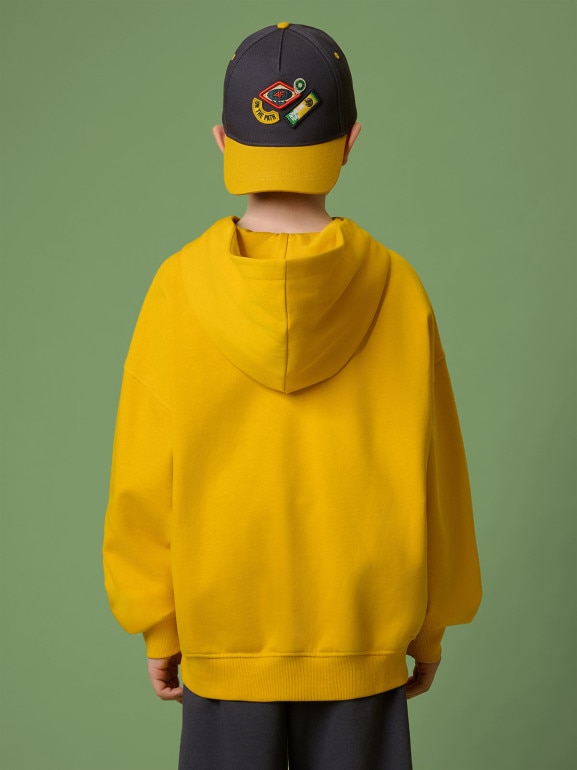Chłopięca bluza nierozpinana z kapturem 4F 4FJRSS26TSWSM2826 - żółta