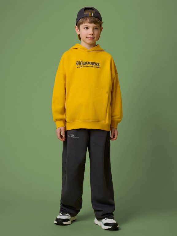 Chłopięca bluza nierozpinana z kapturem 4F 4FJRSS26TSWSM2826 - żółta