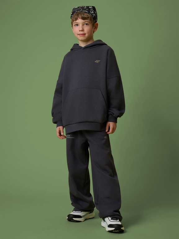 Chłopięca bluza nierozpinana z kapturem 4F 4FJRSS26TSWSM2828 - szara