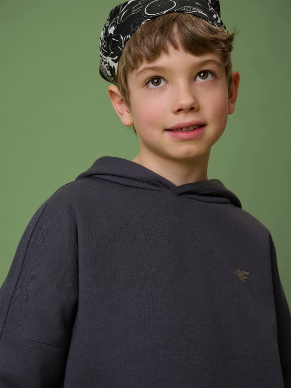 Chłopięca bluza nierozpinana z kapturem 4F 4FJRSS26TSWSM2828 - szara