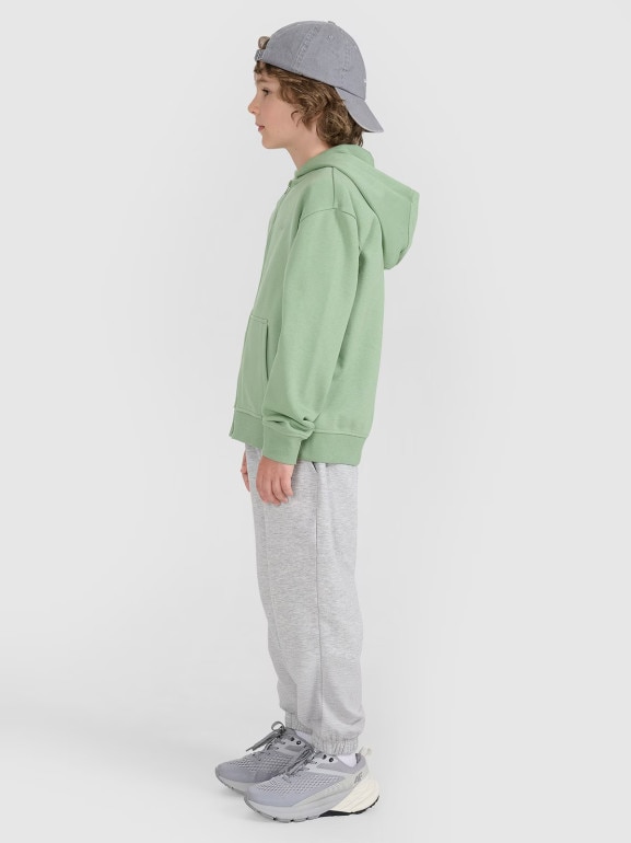 Chłopięca bluza rozpinana z kapturem 4F 4FJRAW25TSWSM2488 - turkusowa