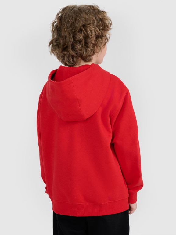 Chłopięca bluza rozpinana z kapturem 4F 4FJRAW25TSWSM2488 - czerwona