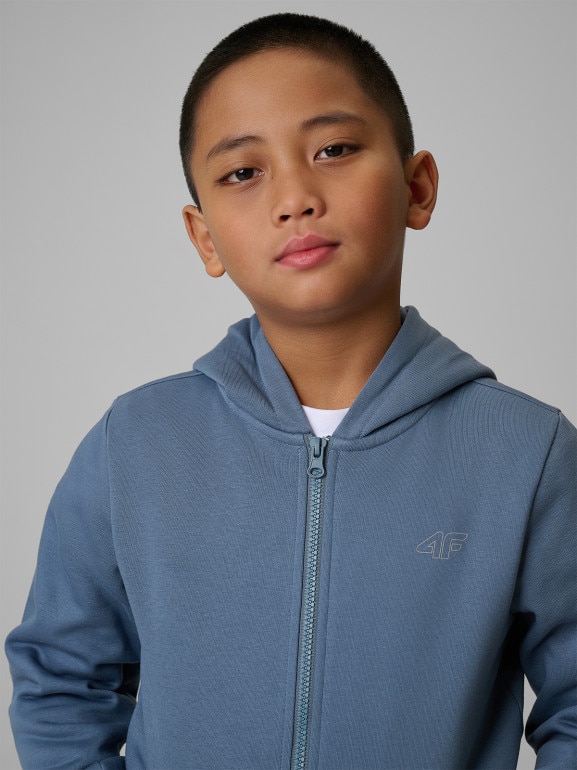 Chłopięca bluza rozpinana z kapturem 4F 4FJRSS26TSWSM2749 - denim