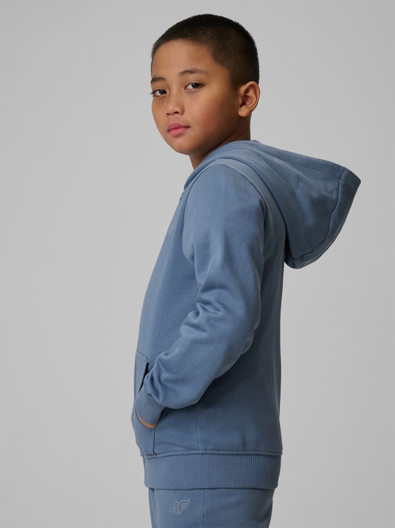 Chłopięca bluza rozpinana z kapturem 4F 4FJRSS26TSWSM2749 - denim