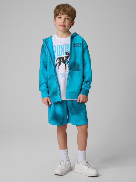 Chłopięca bluza rozpinana z kapturem 4F 4FJRSS26TSWSM2906 - niebieska