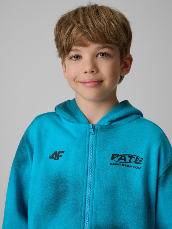 Chłopięca bluza rozpinana z kapturem 4F 4FJRSS26TSWSM2906 - niebieska