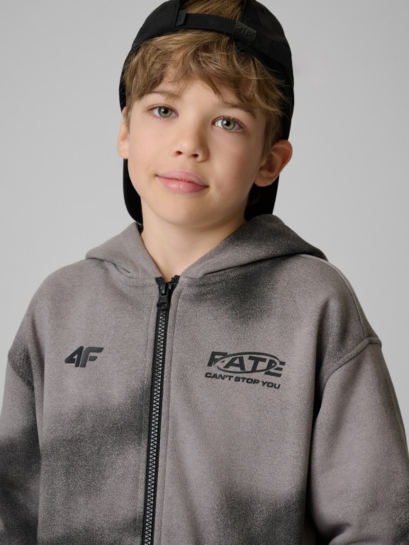 Chłopięca bluza rozpinana z kapturem 4F 4FJRSS26TSWSM2906 - szara