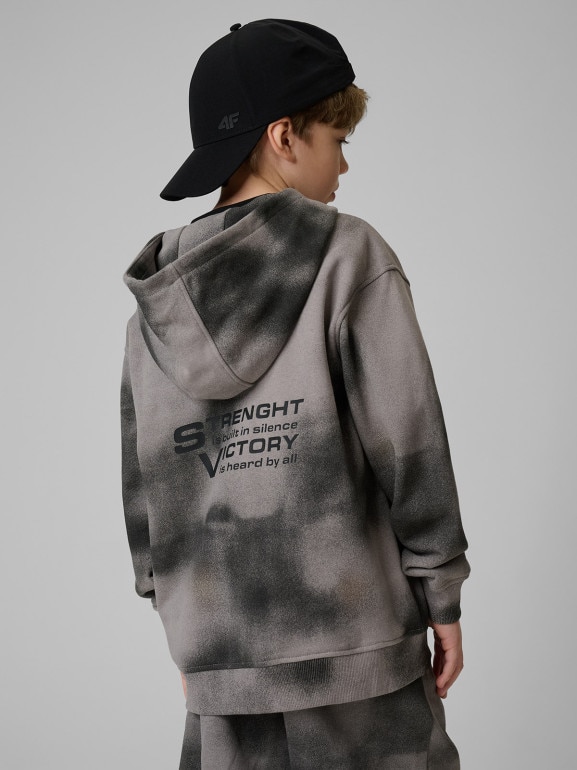 Chłopięca bluza rozpinana z kapturem 4F 4FJRSS26TSWSM2906 - szara