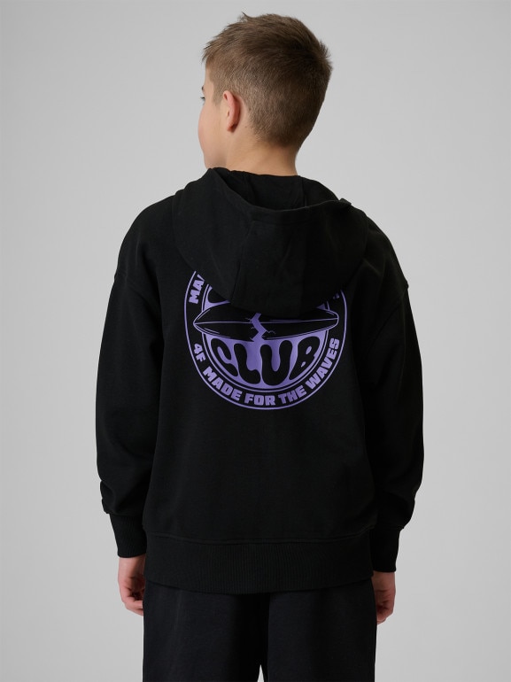 Chłopięca bluza rozpinana z kapturem 4F 4FJRSS26TSWSM2934 - czarna