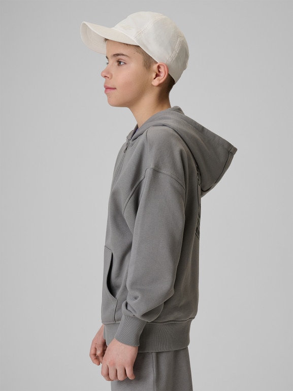 Chłopięca bluza rozpinana z kapturem 4F 4FJRSS26TSWSM2934 - szara