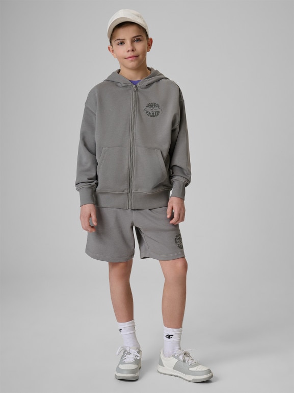 Chłopięca bluza rozpinana z kapturem 4F 4FJRSS26TSWSM2934 - szara
