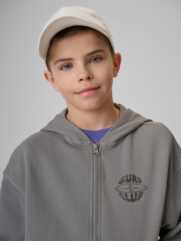 Chłopięca bluza rozpinana z kapturem 4F 4FJRSS26TSWSM2934 - szara